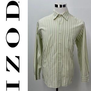IZOD Button Down Dress Shirt Size L Striped